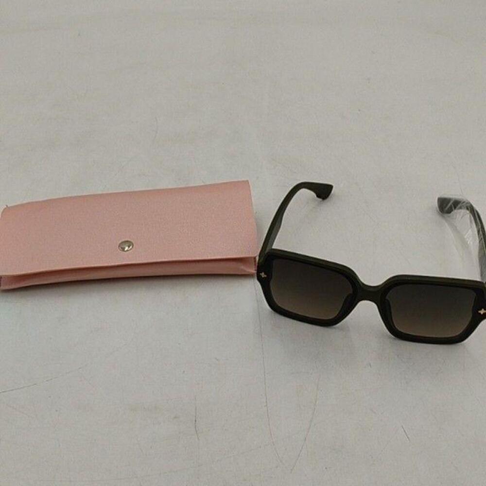 Sunglasses Womens Green Square Oversized Brown Gradient Lens